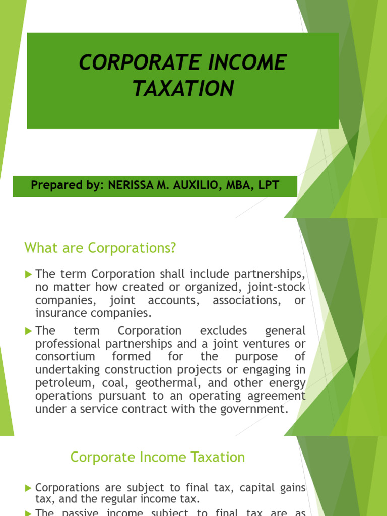 Corporate Income Taxation Overview | PDF | Corporate Tax In The United ...