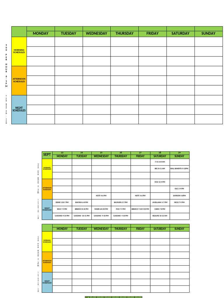 Weekly Schedule and Hourly Breakdown | PDF