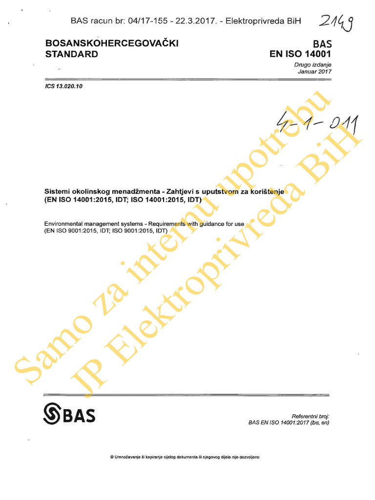 Bas en Iso 14001 | PDF