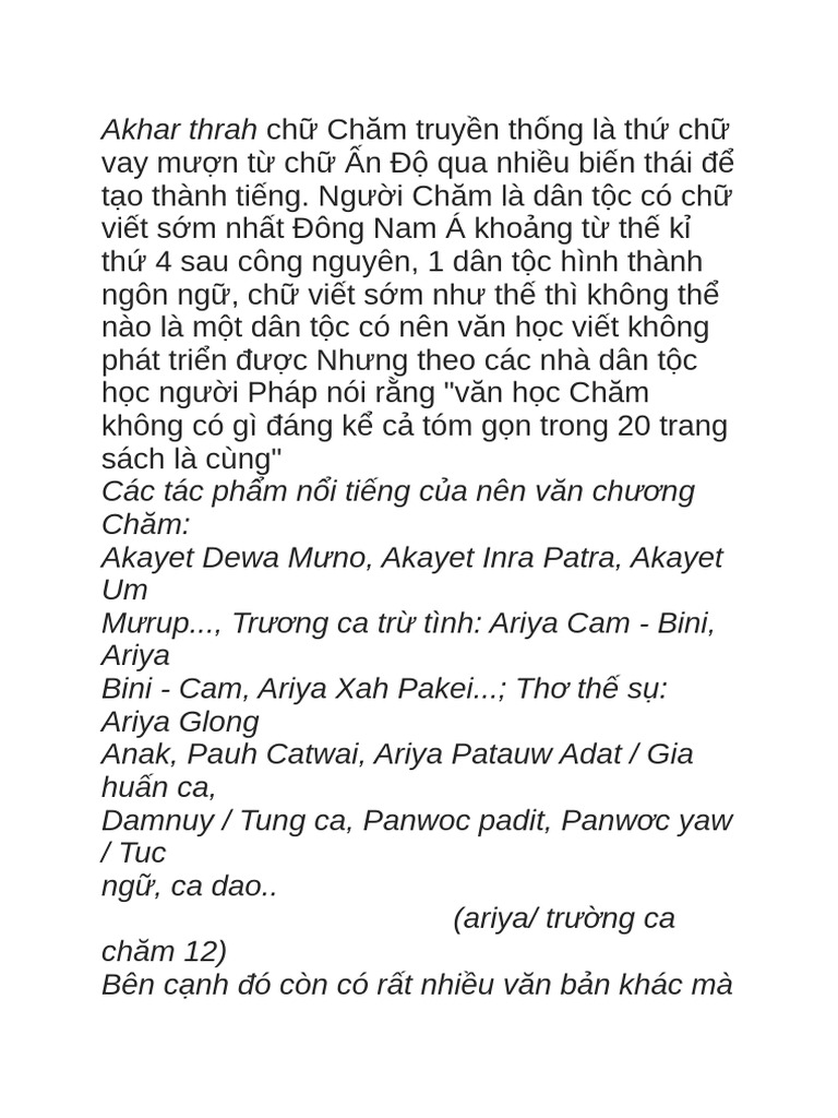 Văn học chăm | PDF