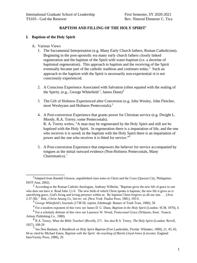 Understanding Holy Spirit Baptism | PDF | Baptism With The Holy Spirit ...