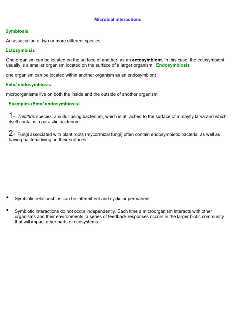 Protocooperation in Microbial Interactions | PDF | Symbiosis ...