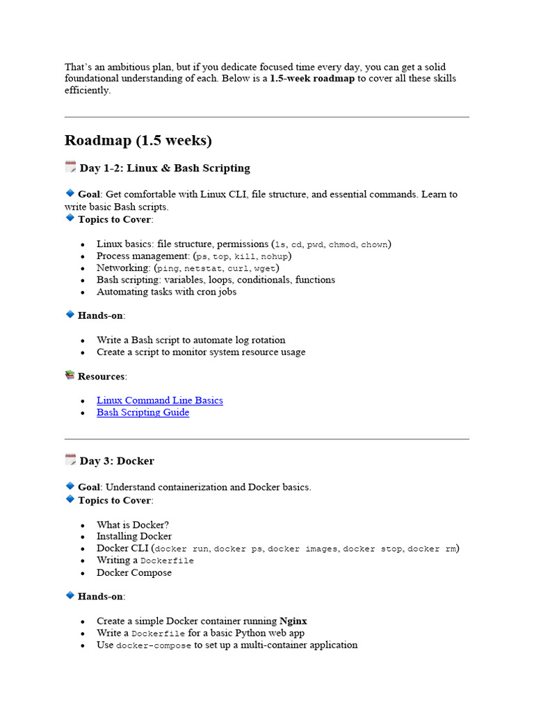 1.5-Week DevOps Skills Roadmap | PDF | System Software | Operating ...