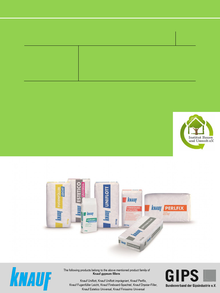 Gypsum Filler Environmental Declaration | PDF | Life Cycle Assessment ...