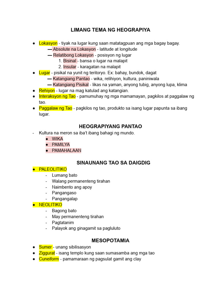 Limang Tema NG Heograpiya | PDF