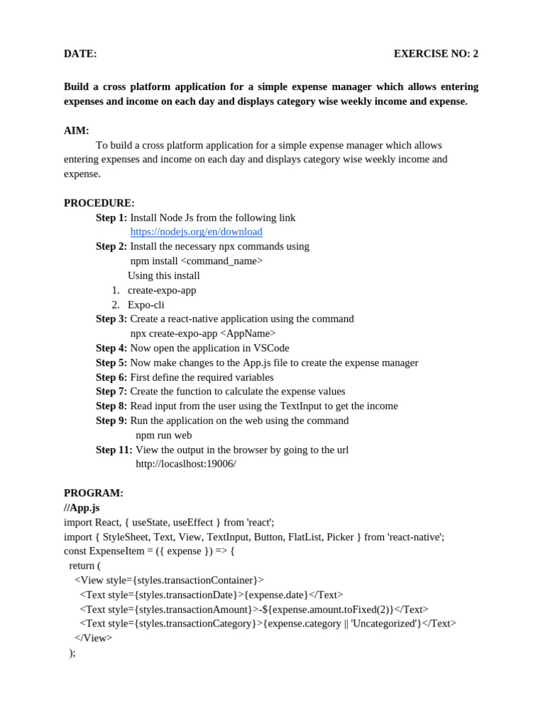 Cross-Platform Expense Manager App | PDF | Software Development ...