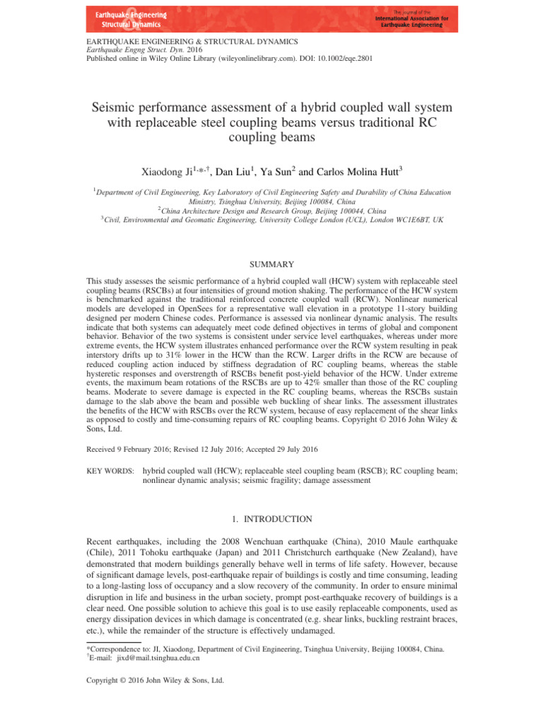 Seismic Performance Assessment of A | PDF | Beam (Structure) | Bending