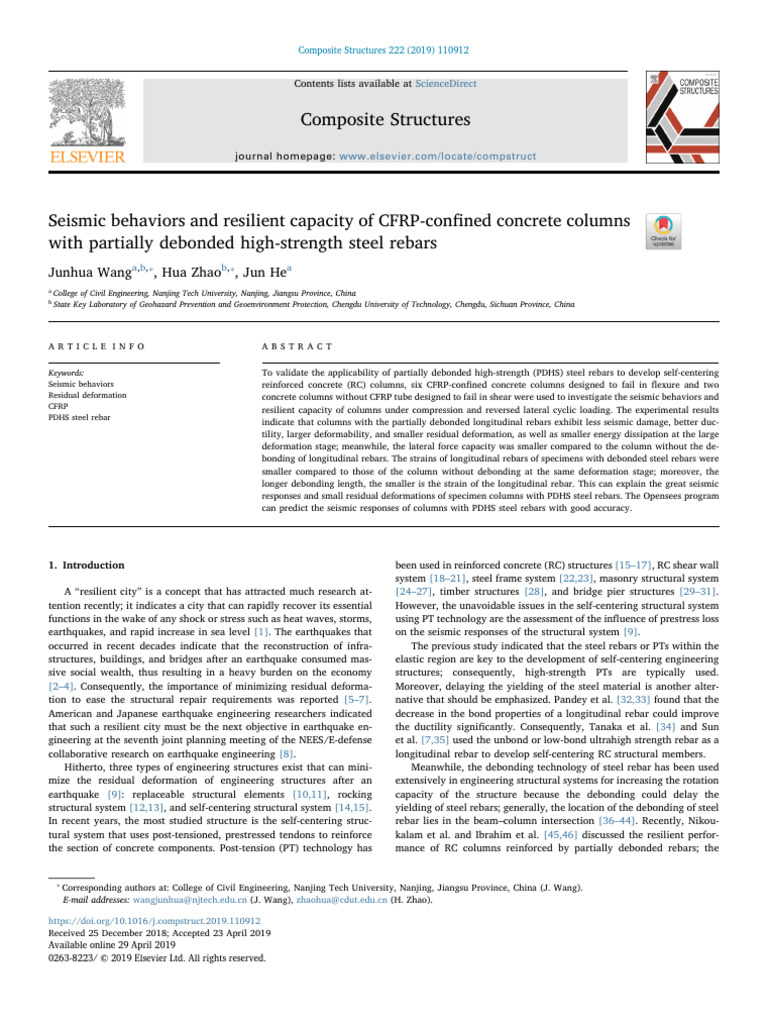 Seismic Resilience of CFRP-Confined Columns | PDF | Strength Of ...