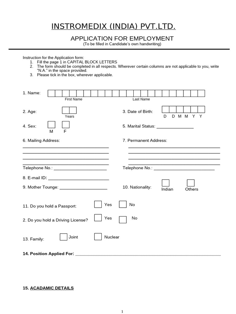 Application OR Interview Form for-IIPL | PDF