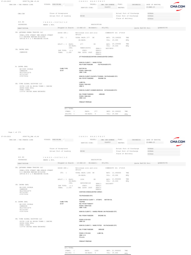 Cma Cgm Homere | PDF | Shipping | Shipping Companies