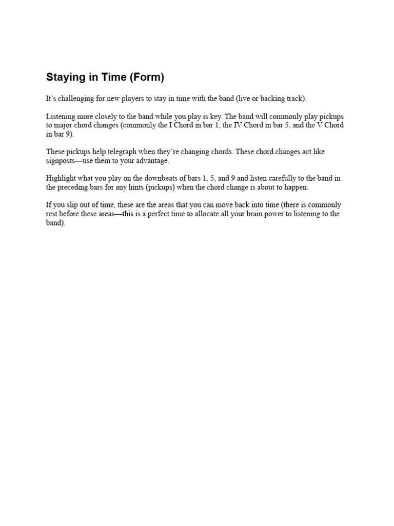 Mastering Timing with Band Chord Changes | PDF