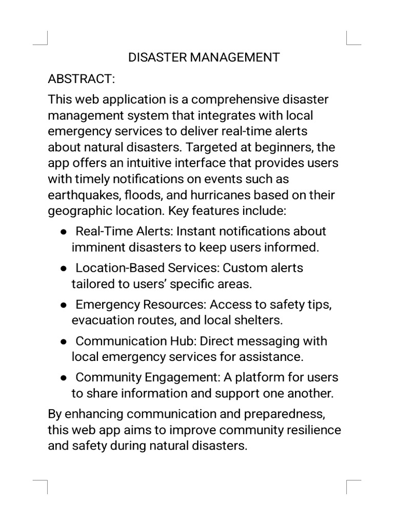 Disaster Management Web App Overview | PDF
