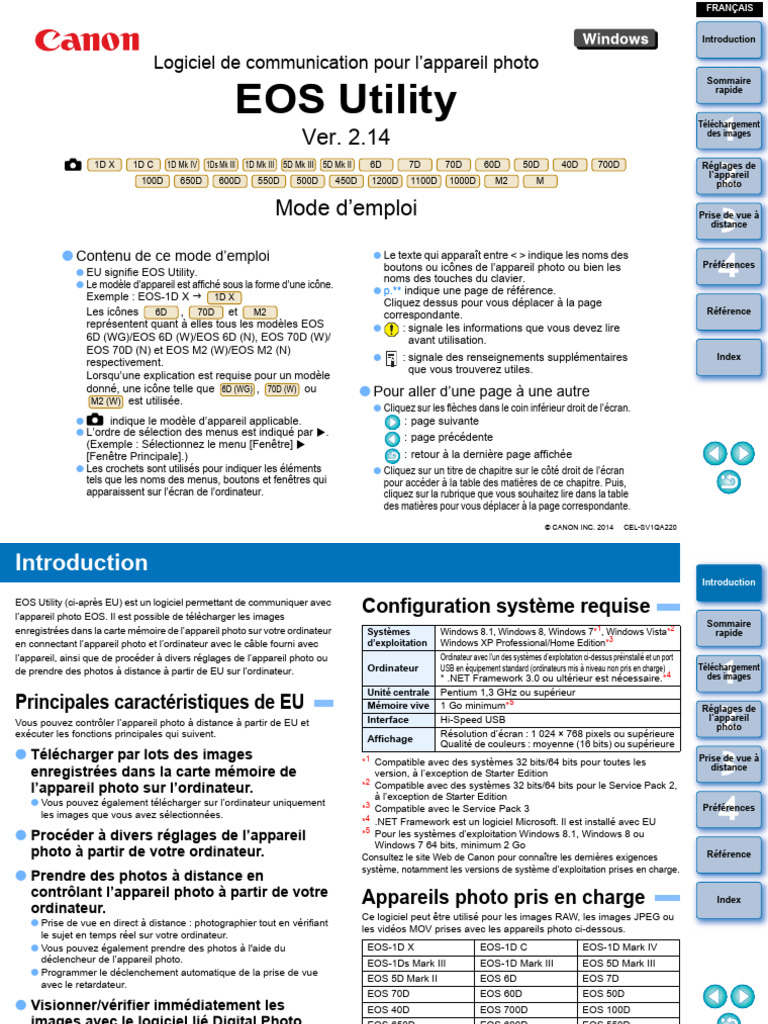 Mode d'emploi EOS Utility pour appareils Canon | PDF | Appareil photo ...