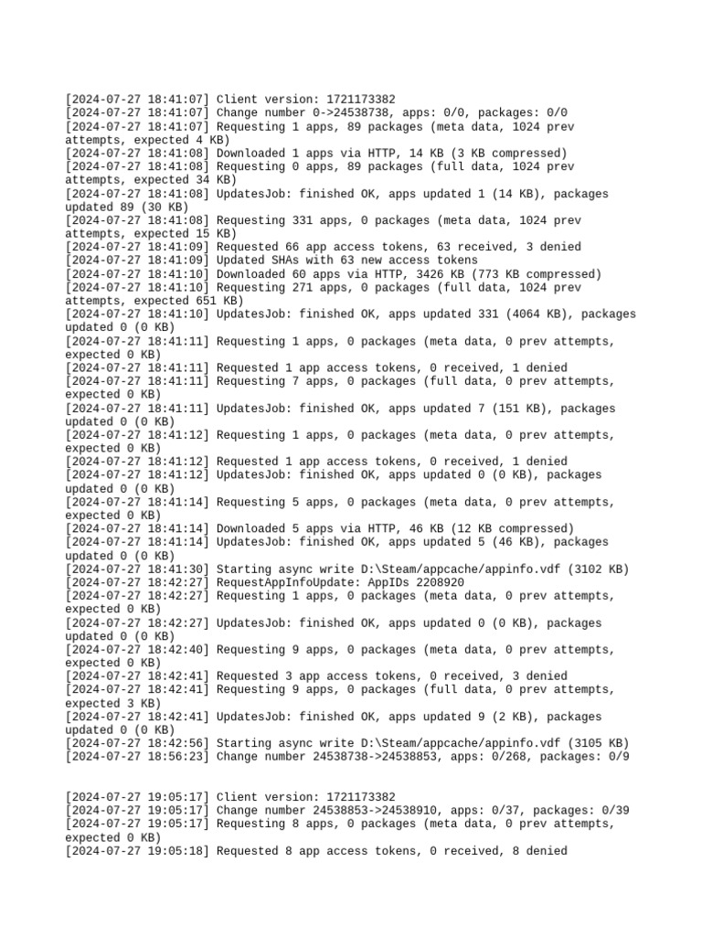 Steam Client App Update Log | PDF | Cache (Computing) | Information ...