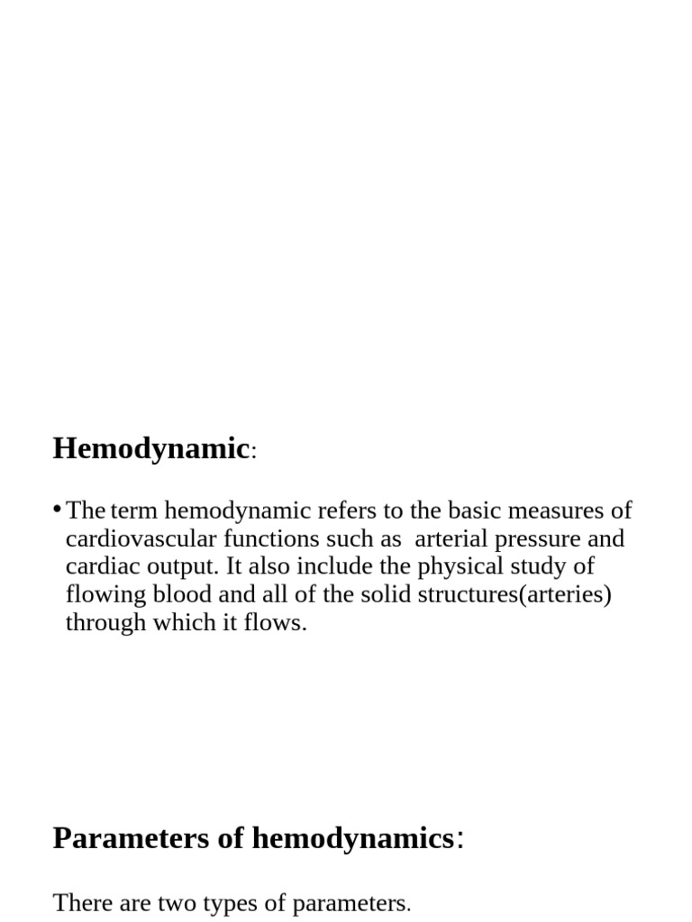 Hemodynamic Parameters Overview | PDF