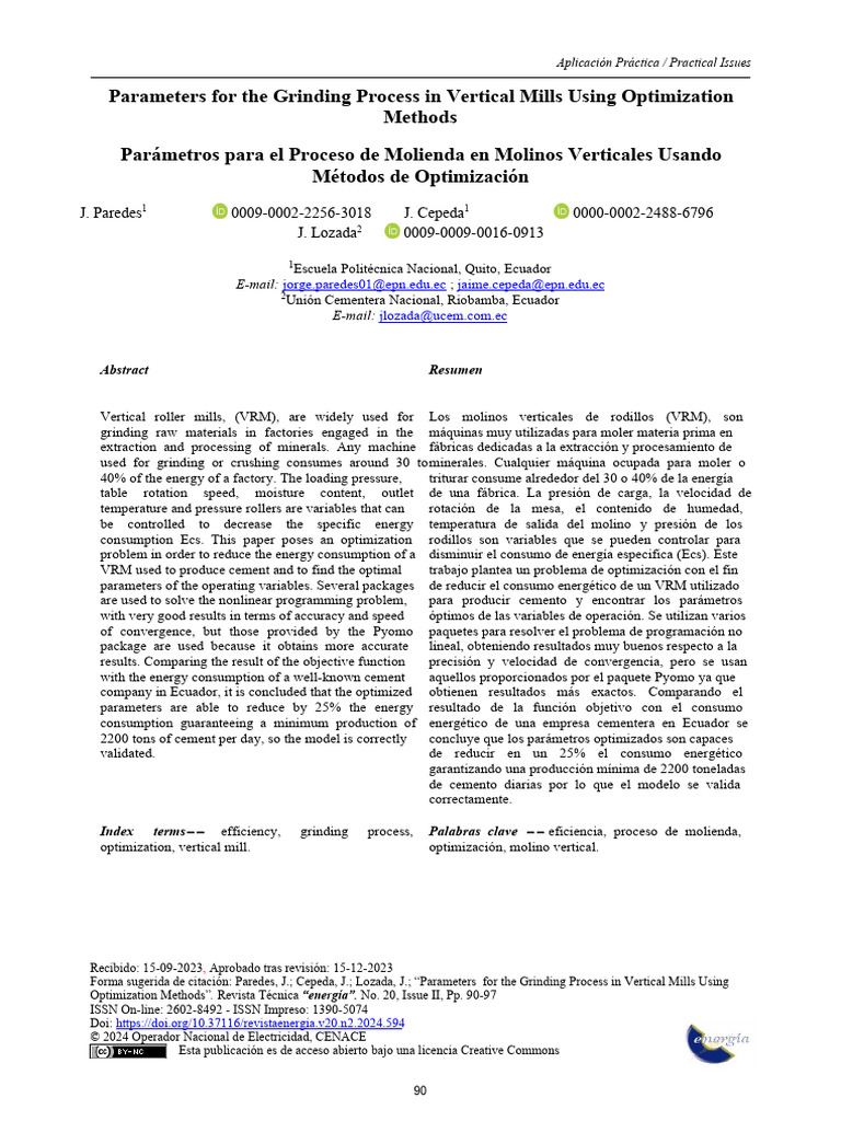 Pvasquez, 09TT-594 | PDF | Mill (Grinding) | Mathematical Optimization