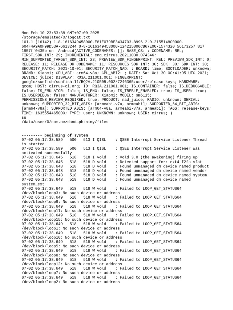 Android Logcat System Report | PDF | Computing | Computer Architecture