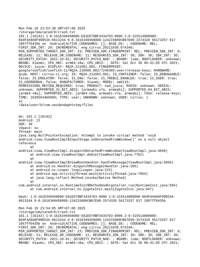 Crash | PDF | Java (Programming Language) | Android (Operating System)