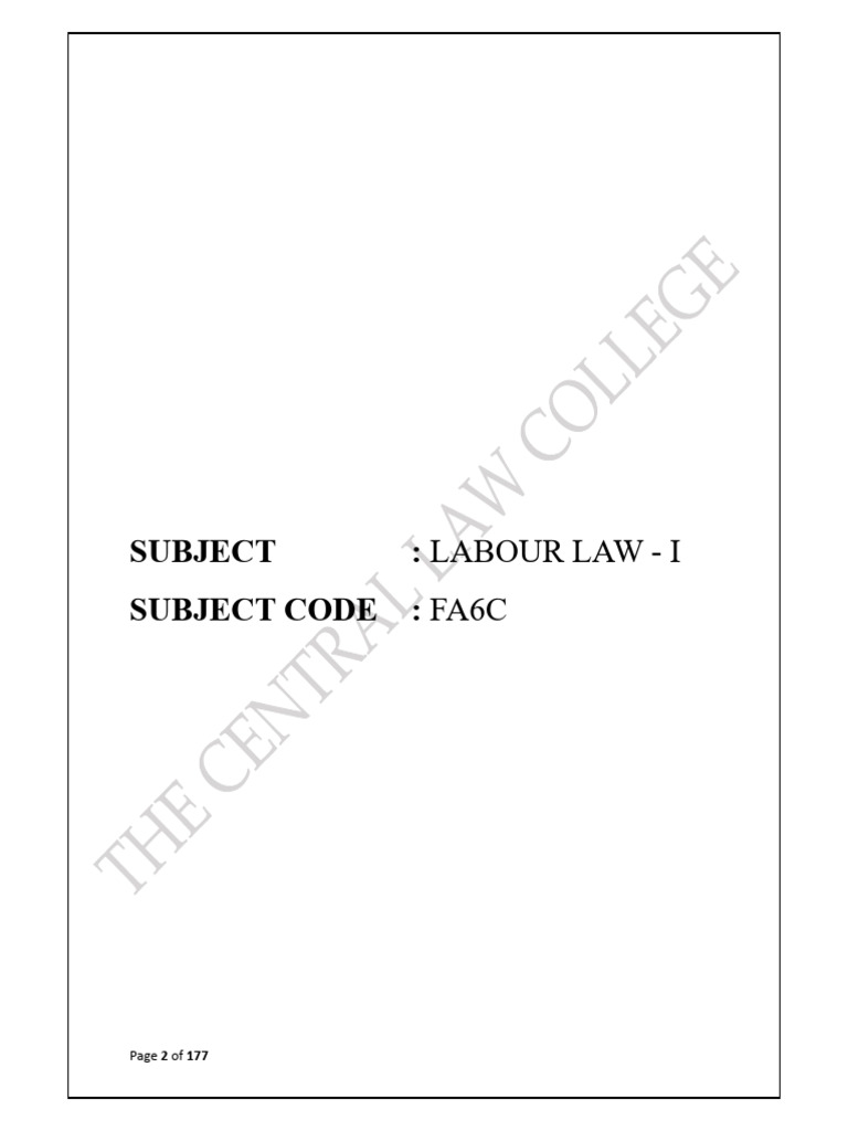 Labour Law 1 | PDF | Cost Of Living | Labour Law