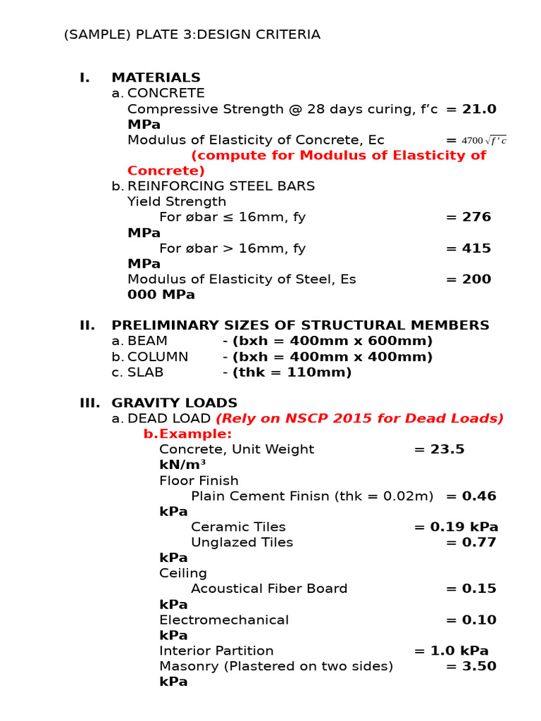 Structural Design Criteria Guide | PDF | Concrete | Young's Modulus