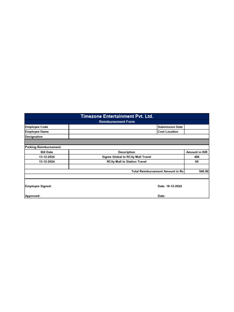Expenses Reimbursement Form | PDF
