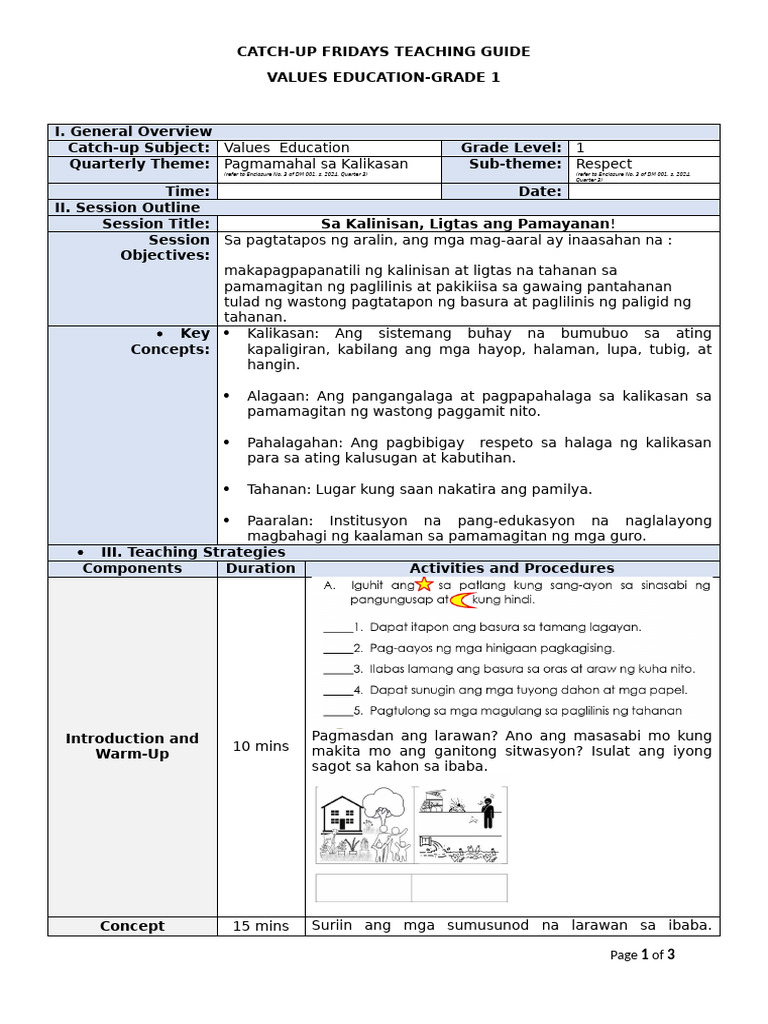 VALUES EDUCATION- WEEK 5 | PDF