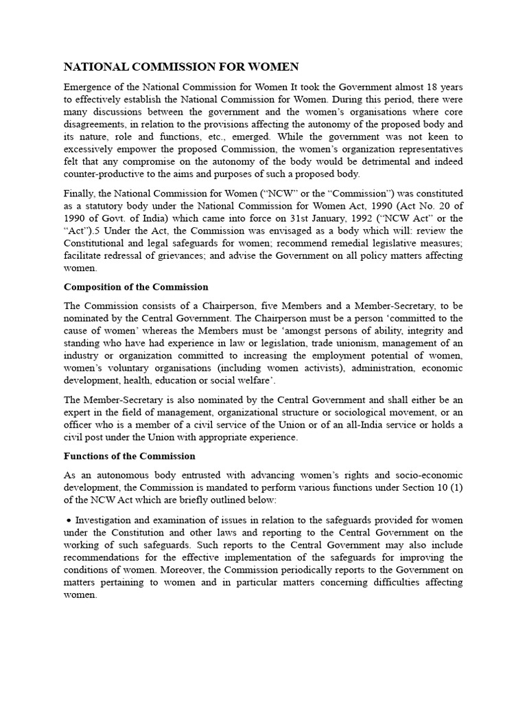 National Commission For Women | PDF | Justice | Crime & Violence
