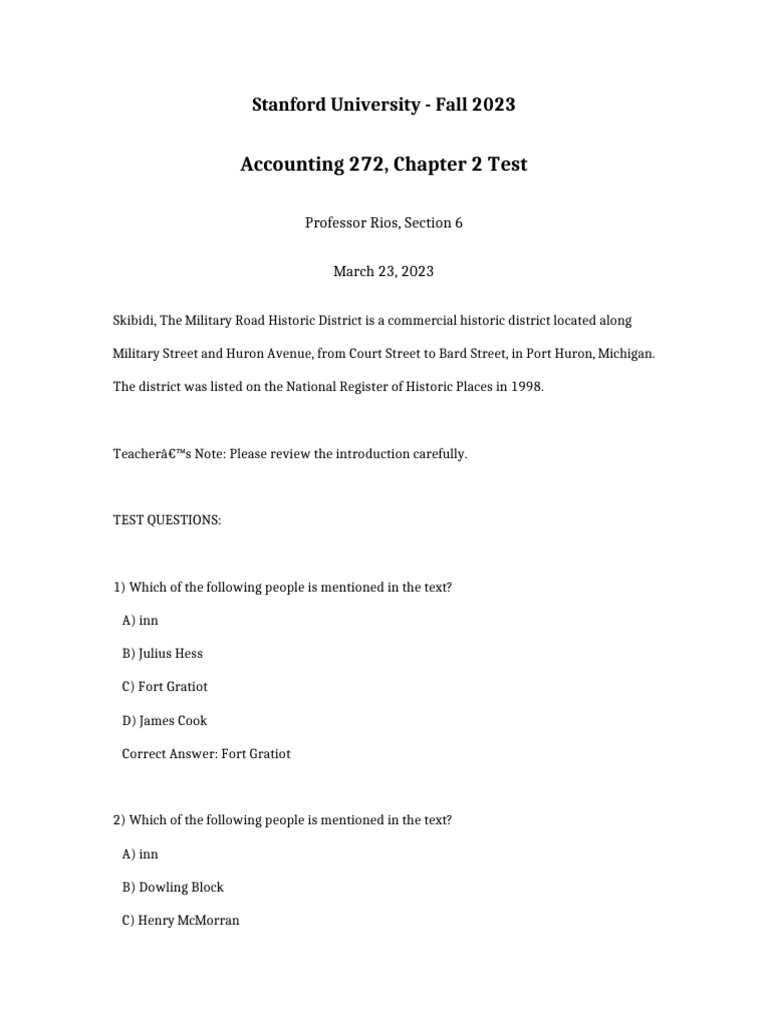Accounting 272 Chapter 2 Test | PDF