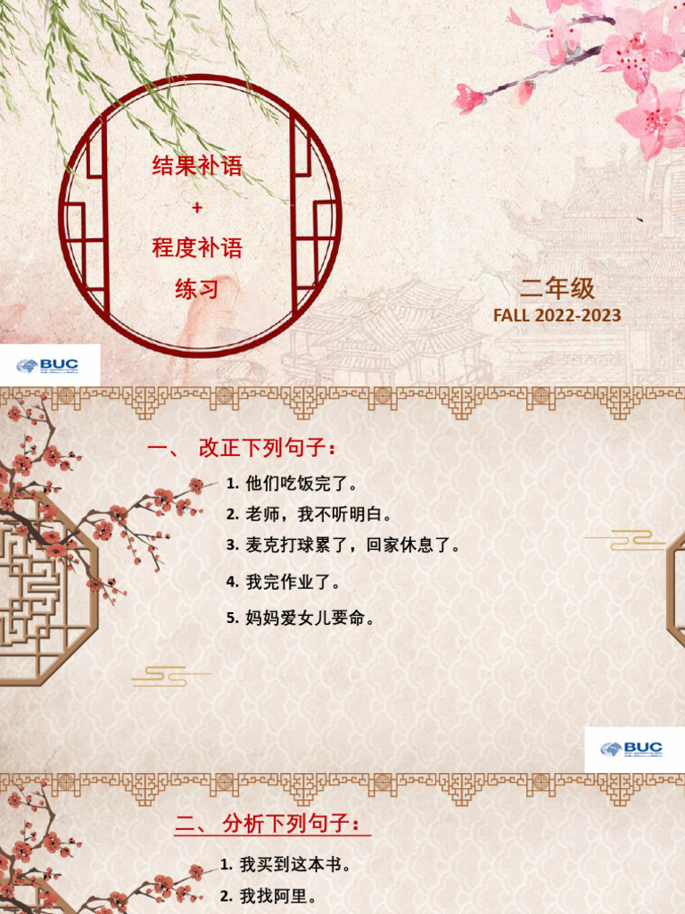 结果补语程度补语练习 | PDF