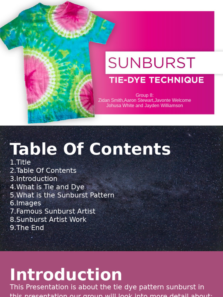 (Zidan Smith) Group 8 - Presentation On The Tie and Dye Technique | PDF