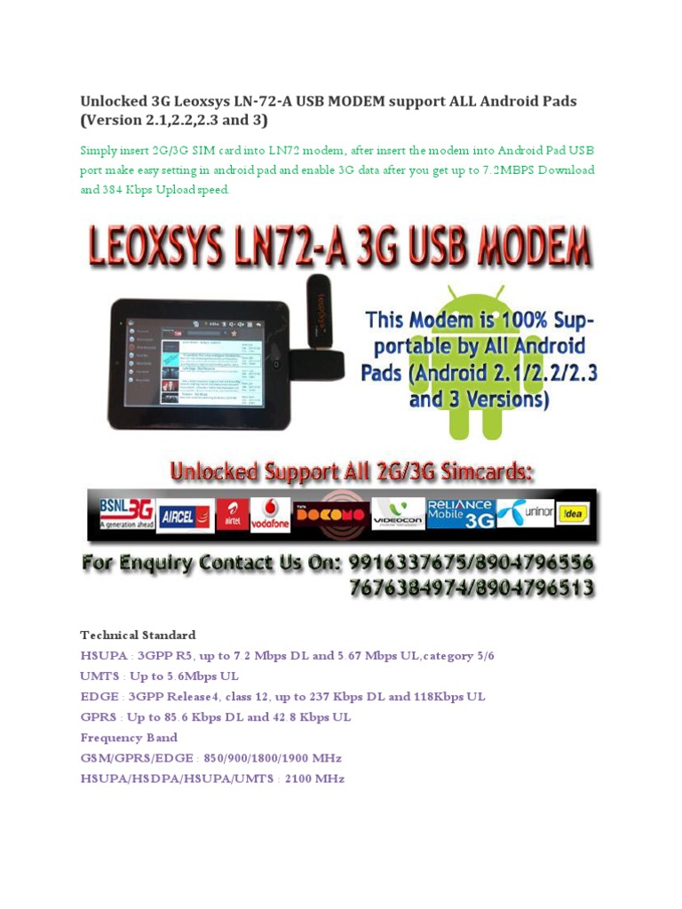 LN-72 Modem: Multi-Mode Unlock Guide | PDF