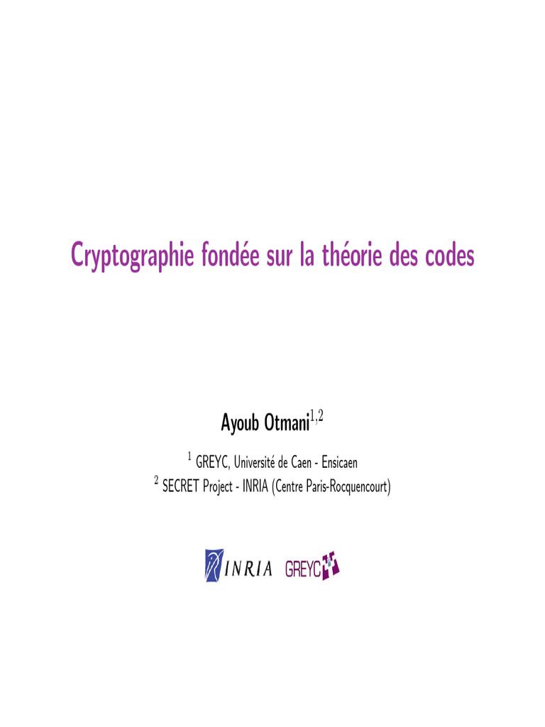 Cryptographie par codes et algorithmes | PDF | Mathématiques discrètes ...