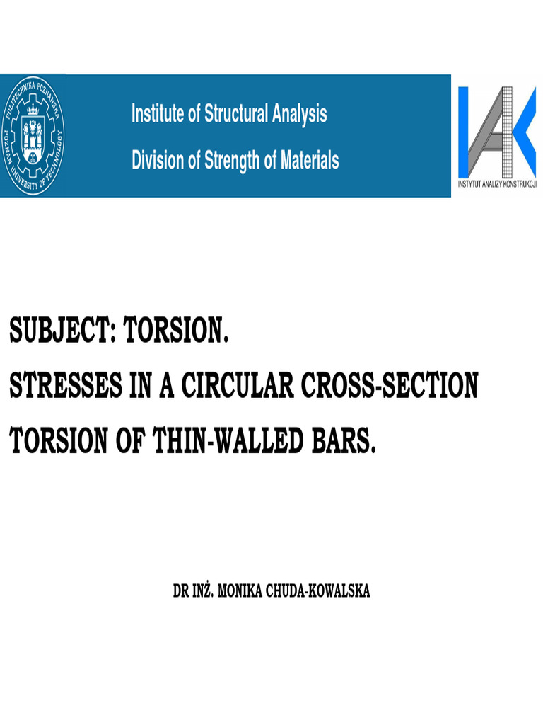 1a. Torsion. Stresses in A Circular Cross-Section 2 | PDF | Stress ...