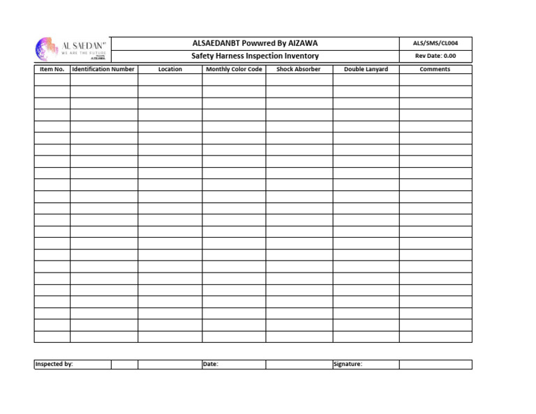 Safety Harness Inspection Record | PDF