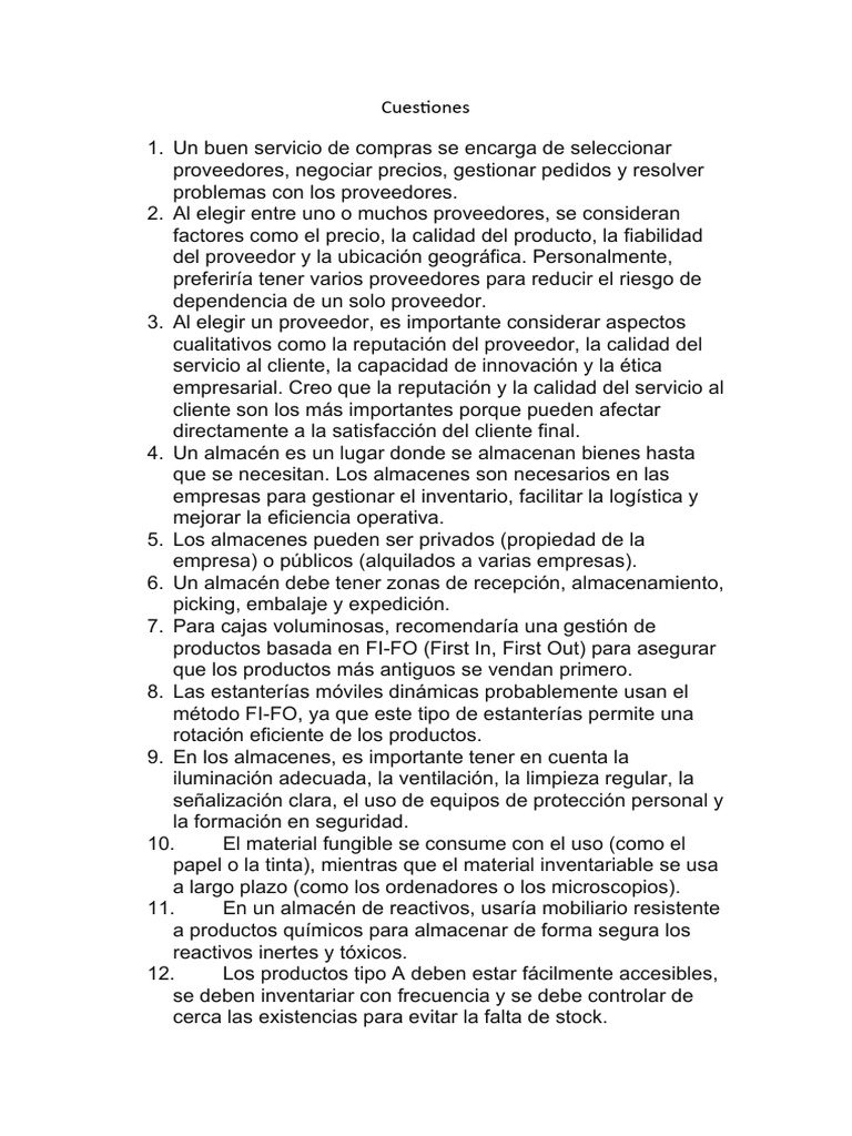 Gestión Eficiente de Compras y Almacenes | PDF | Calidad (comercial ...