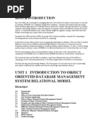 Block Introduction: Unit 1 Introduction To Object Oriented Database Management System Relational Model