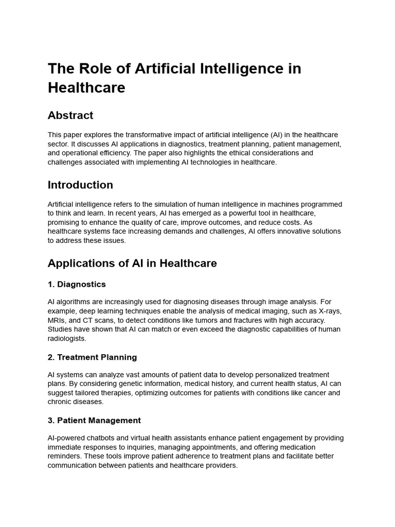 AI's Impact on Healthcare Solutions | PDF | Artificial Intelligence ...