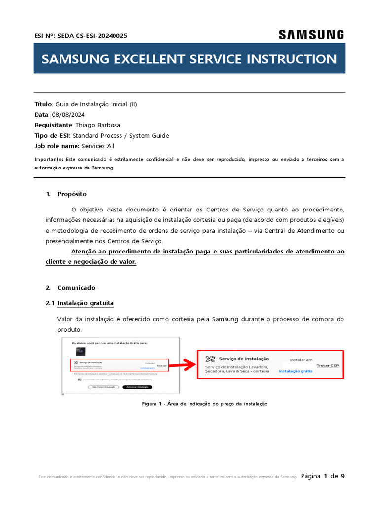 Guia de Instalação Inicial Samsung | PDF | Conector elétrico