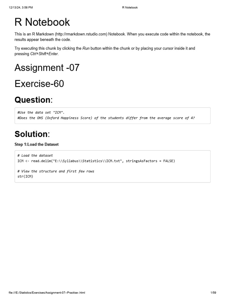 R Notebook: Statistical Analysis Exercises | PDF | Statistical ...