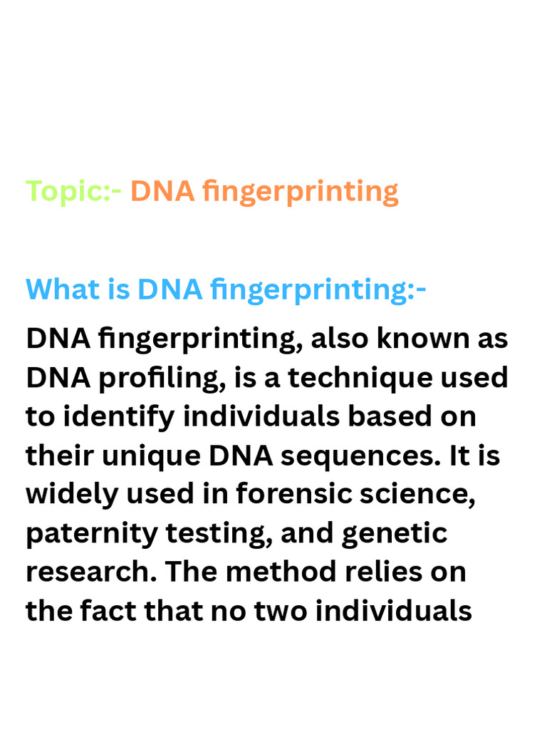 Here's A Detailed Project On DNA Fingerprinting | PDF | Dna Profiling ...
