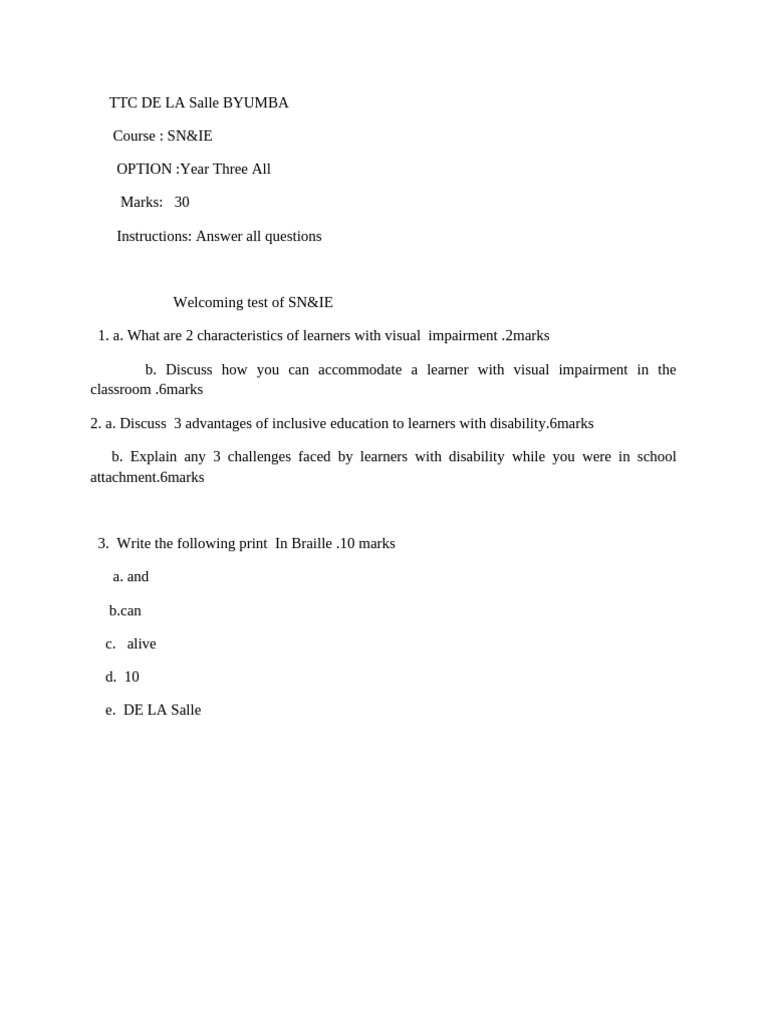 Inclusive Education Assessment | PDF