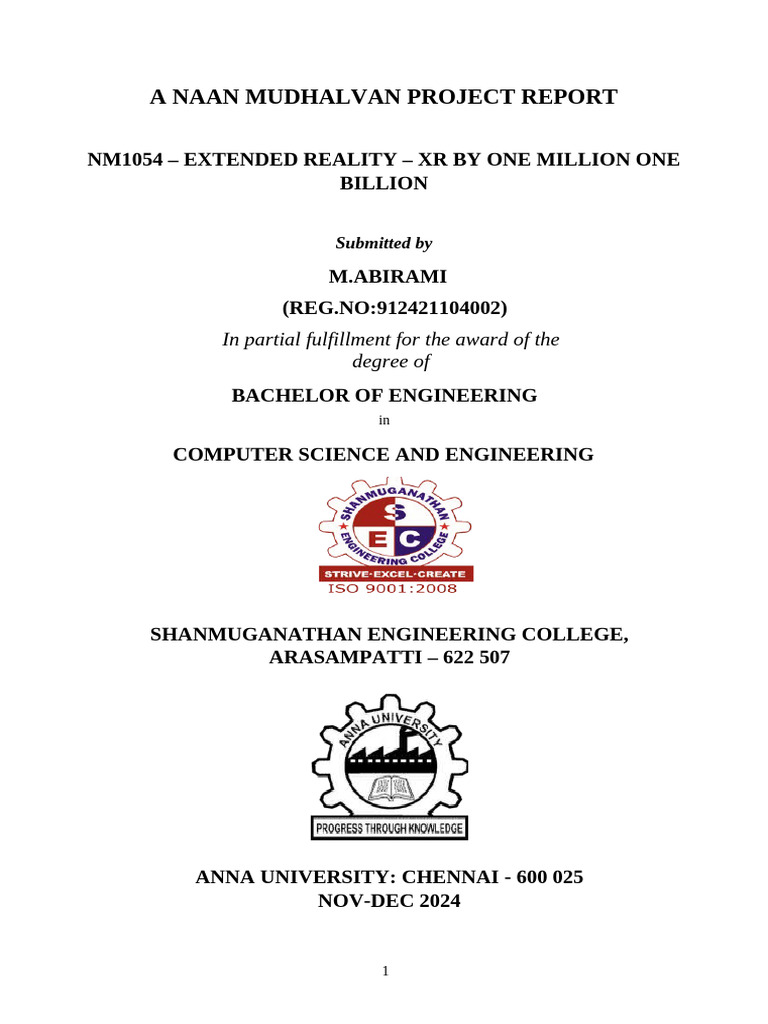 Abirami M (912421104002) NM - Report | PDF | Augmented Reality ...