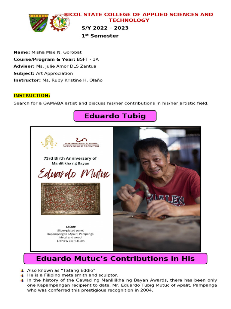 Eduardo Mutuc: GAMABA Awardee Insights | PDF | Philippines