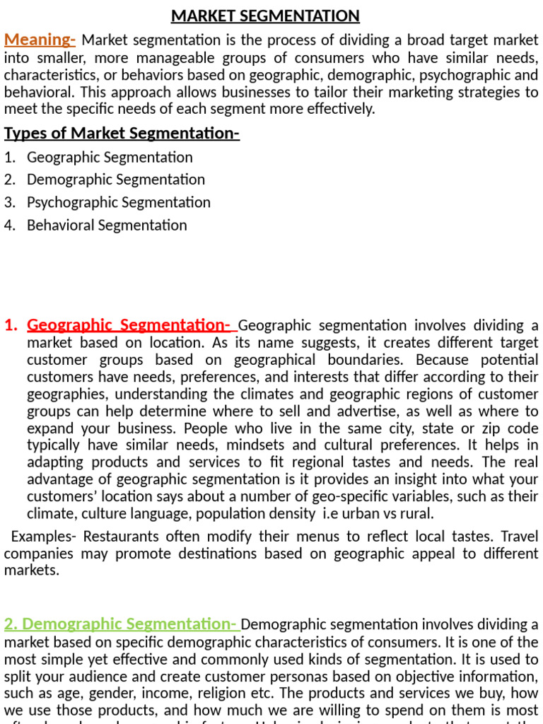 Understanding Market Segmentation Types | PDF | Market Segmentation ...