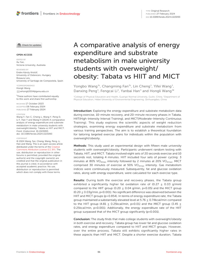 A Comparative Analysis of Energy Expenditure and S | PDF | High ...