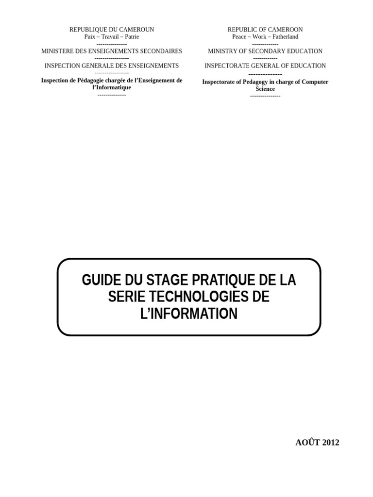 Guide du Stage Pratique en Informatique | PDF | Informatique