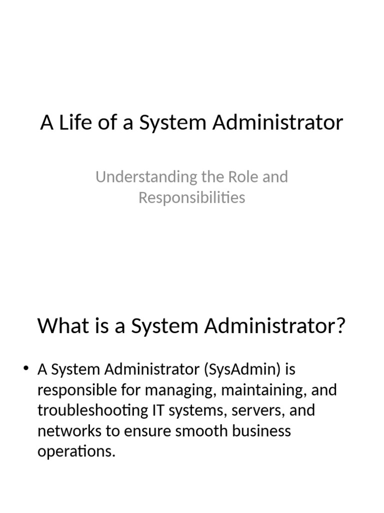 System Administrator Roles and Duties | PDF