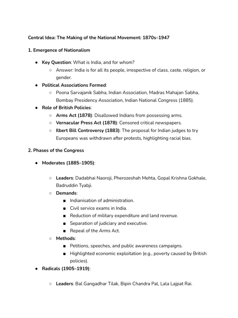 Evolution of India's National Movement | PDF | British Raj | Indian ...