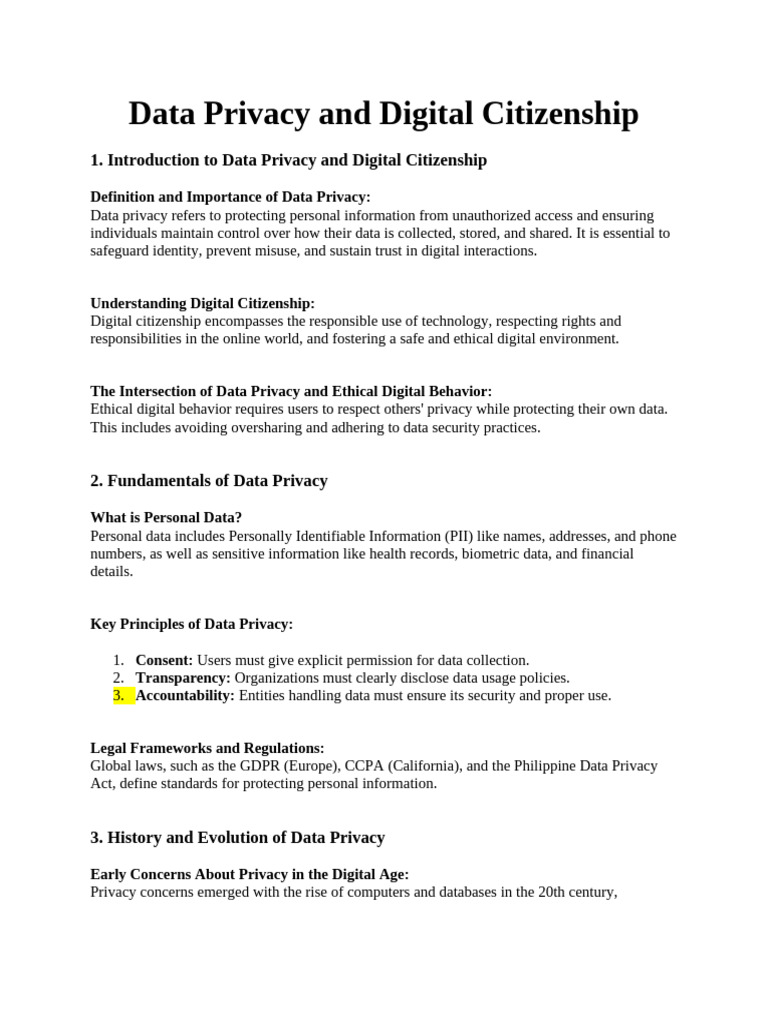 Data Privacy and Digital Citizenship Guide | PDF | Privacy | Security