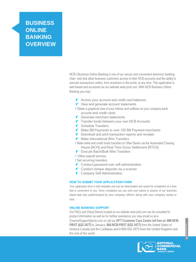 NCB Business Online Application Form December 15 2023 - 1 | PDF | Banks ...